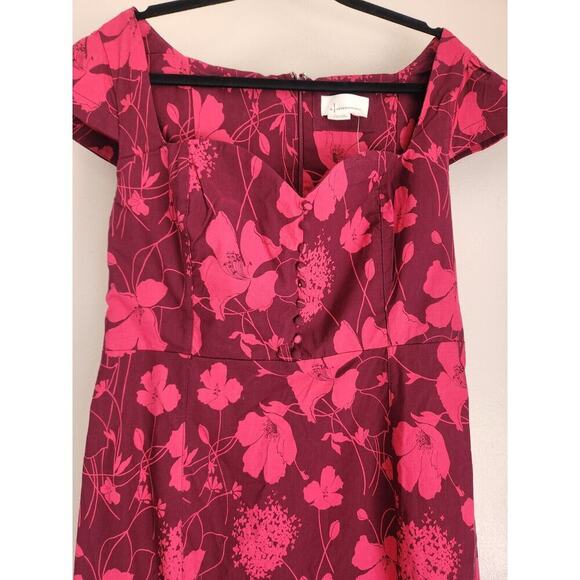 NWT Anthropologie The Cecily Fit & Flare Sweetheart Dress Size XLP Wine 9B407 - Picture 6 of 12